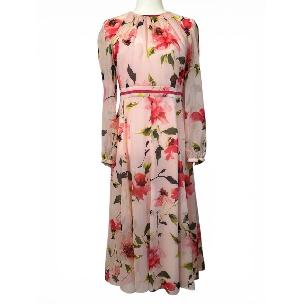 Tommy Hilfiger FLORAL SPRING Dress Size 4 Sheer Sleeves
